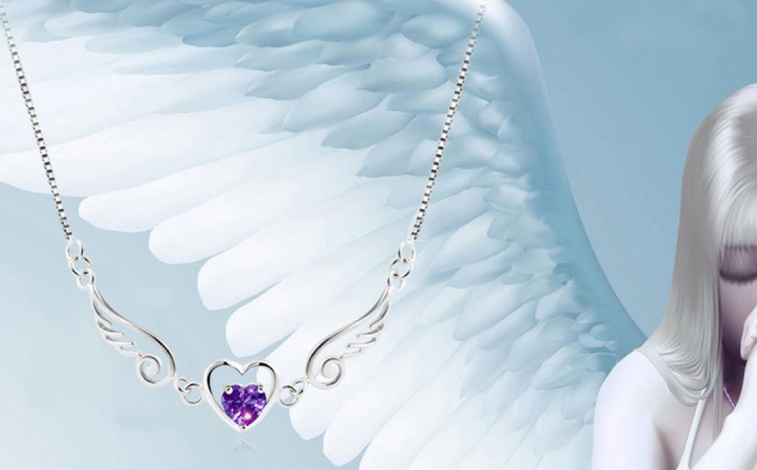 SS11001-1  S925 sterling silver Angel lovers  necklace